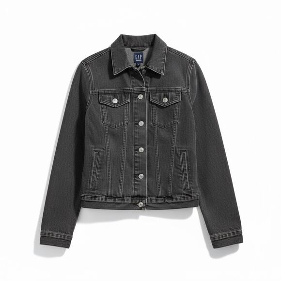 Gap Women’s Denim Jacket Black Wash XS Button Down With Pockets Jean 90s Y2K - Picture 1 of 5